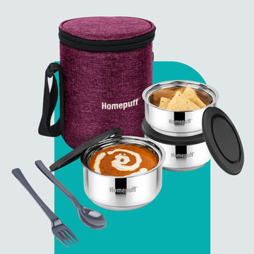 Steel Lunch Box- Set of 3 (2 X 325ml + 1 X 225ml)